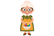 Grandmother holding a basket with Ea