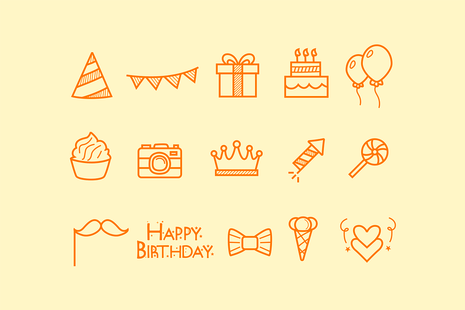 15 Birthday Doodle Icons in Happy Birthday Icons - product preview 8