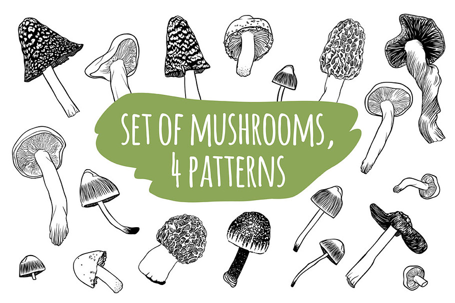 Mushrooms set + 4 patterns in Patterns - product preview 8