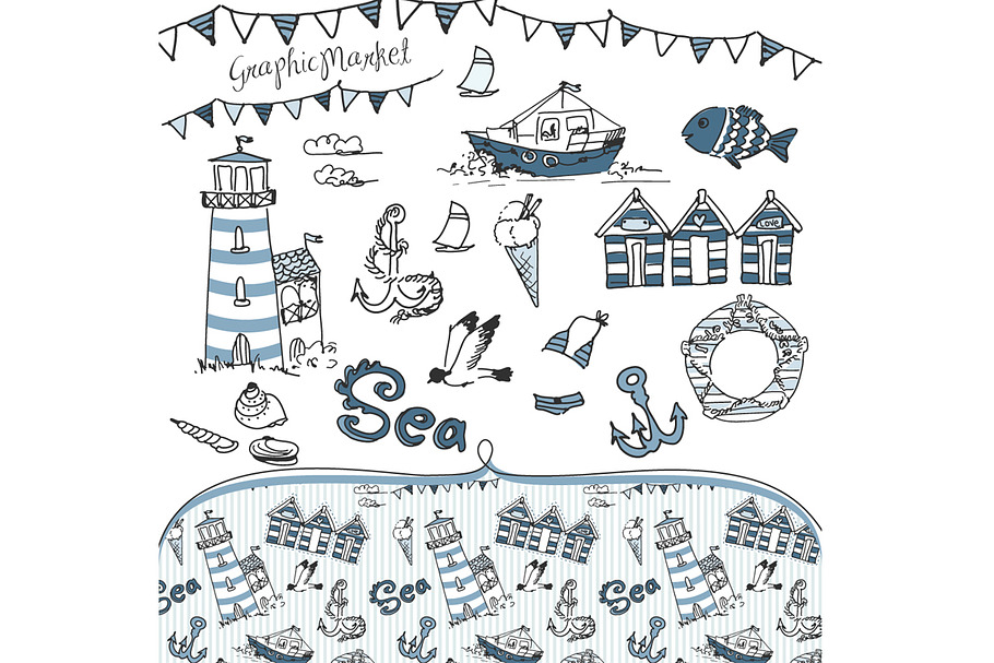 Sea Nautical clip art and background