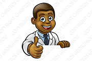 Thumbs Up Scientist Cartoon Character Sign