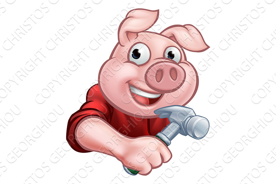 Carpenter Pig Cartoon Character