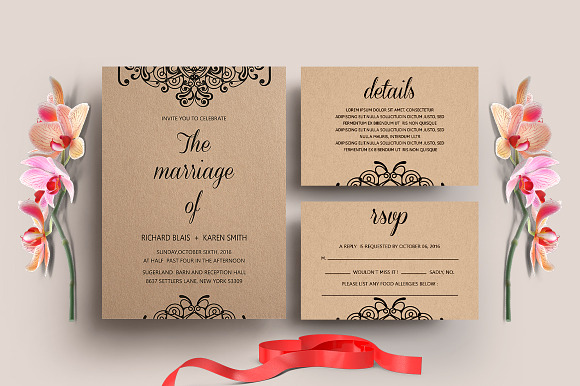 Floral Wedding Invitation Set in Wedding Templates - product preview 1