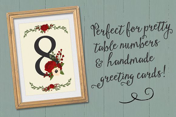 Christmas Floral Number Vectors in Illustrations - product preview 2