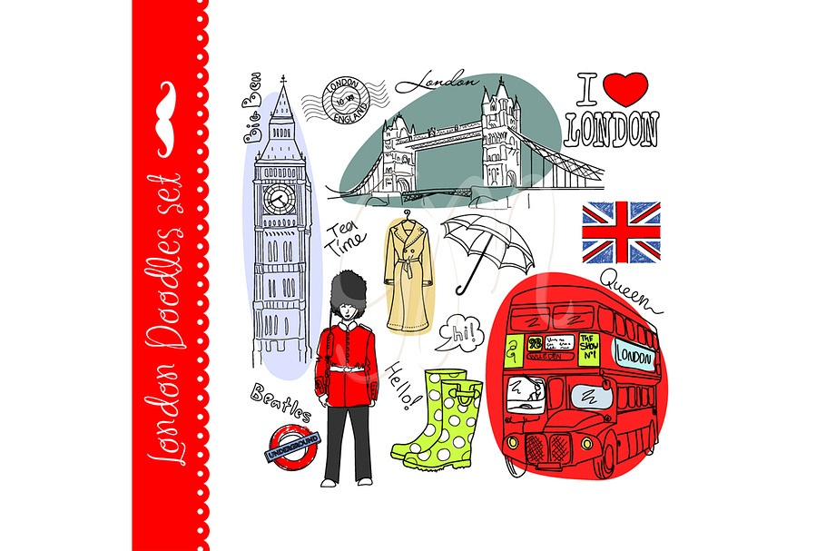 London clip art, Big Ben, Red Bus in Illustrations - product preview 8