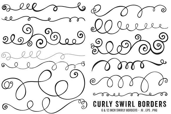 Swirl Borders, EPS, PNG + PS Brush in Photoshop Brushes - product preview 1