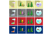 Flat Line Holiday Christmas Icons Set. Vector Set of 42 New Year Holiday Modern Line Icons for Web and Mobile. Winter Season Icons Collection