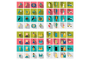 Set of weddings icons in flat style with shadow
