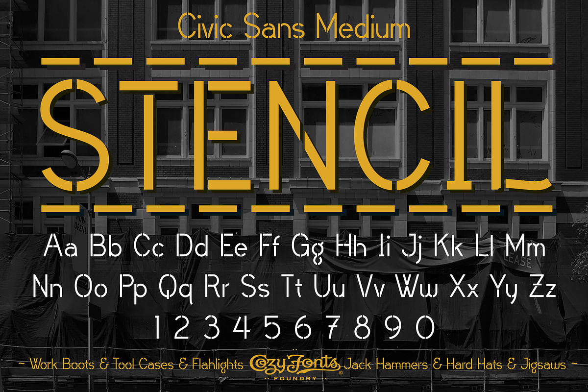 Civic Sans Medium Stencil in Sans-Serif Fonts - product preview 8