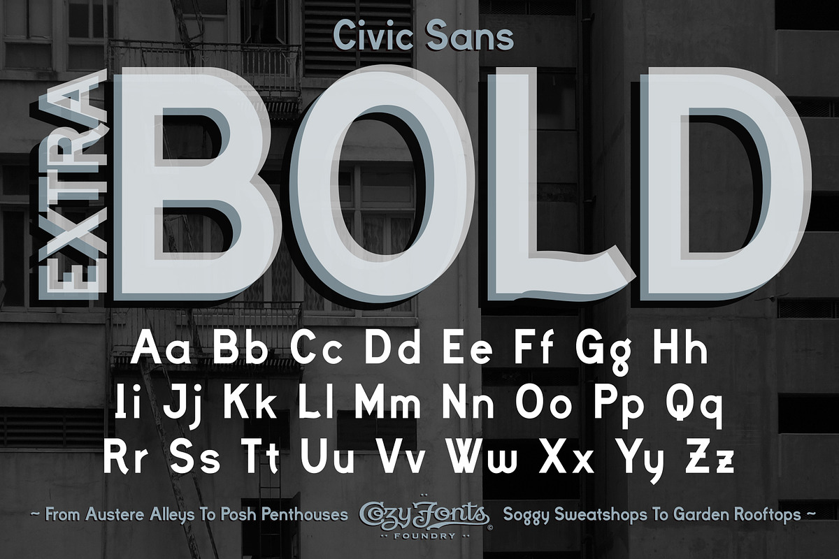 Civic Sans Extra Bold in Sans-Serif Fonts - product preview 8