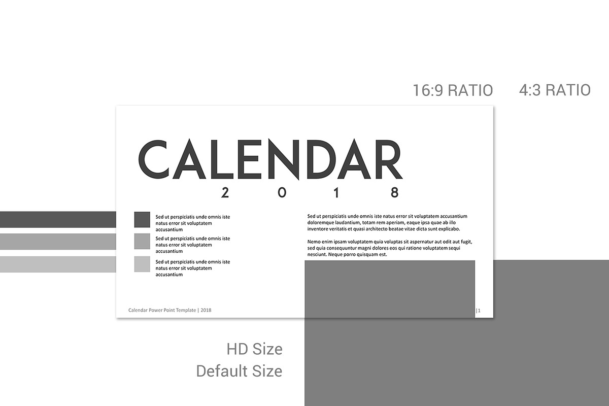 Calendar 2018 - Classic Grey in Presentation Templates - product preview 8
