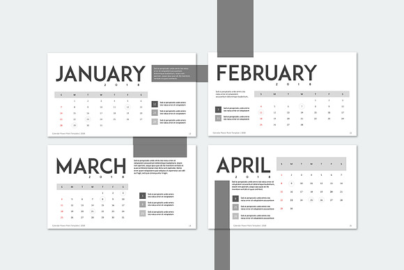 Calendar 2018 - Classic Grey in Presentation Templates - product preview 1