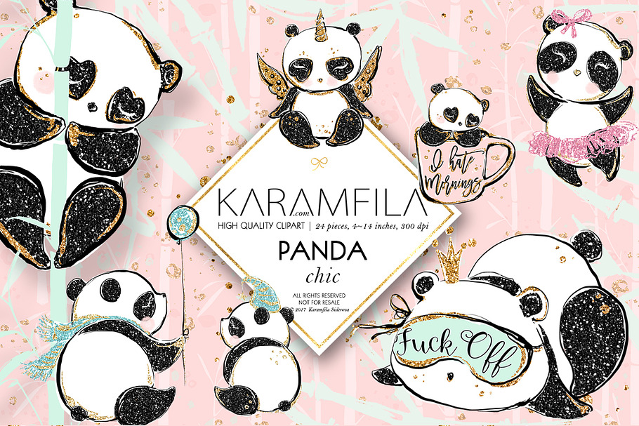 Cute Pandas Clipart in Illustrations - product preview 8