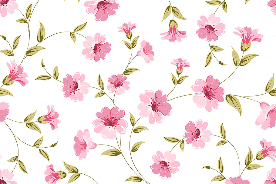 Pink flowers fabric. in Patterns - product preview 8