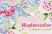 Watercolor Vintage Bouquets