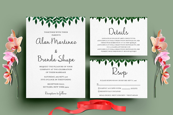 Leaf Wedding Invitation Set in Wedding Templates - product preview 1