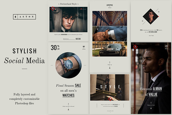 ASTON Luxury Lifestyle Brand in Social Media Templates - product preview 4