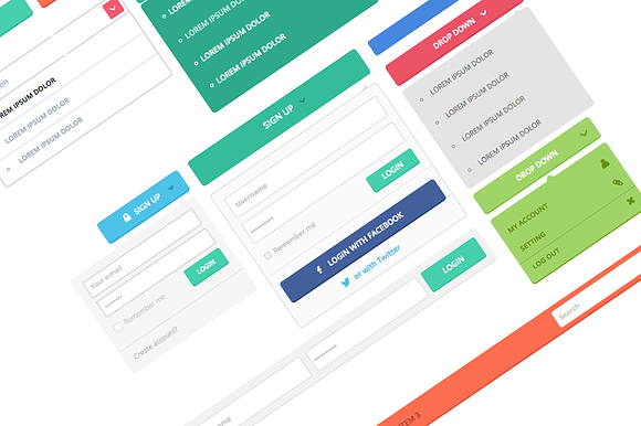 NEW PRICE: Axure flat UI kit in HTML/CSS Themes - product preview 2