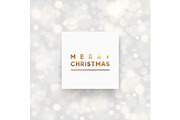 Merry Christmas greeting card, banner, poster, with a light bokeh background