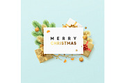 Merry Christmas design greeting card. Xmas festive background.