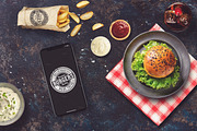 Iphone X Burger Bar Mock-up #3