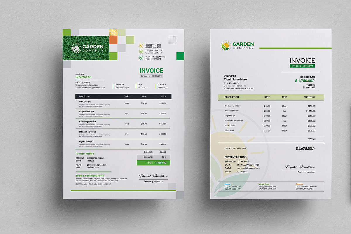 Garden Work Invoice and Logo in Stationery Templates - product preview 8