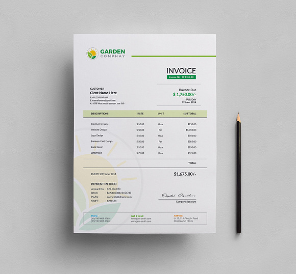 Garden Work Invoice and Logo in Stationery Templates - product preview 3