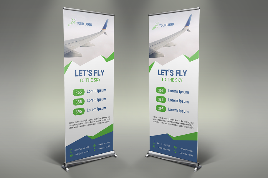 Airline Roll Up Banner in Flyer Templates - product preview 8