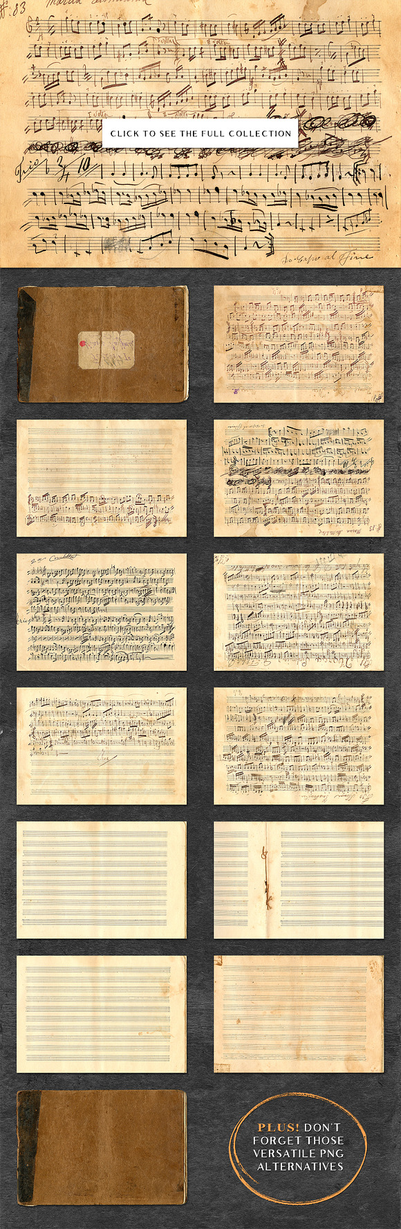Vintage Sheet Music Textures in Textures - product preview 1