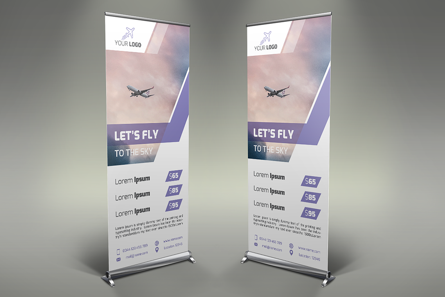 Airline Roll Up Banner in Flyer Templates - product preview 8