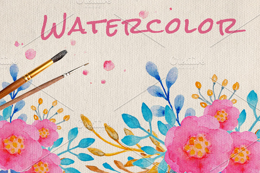 Watercolor Flowers and Leaves in Illustrations - product preview 8