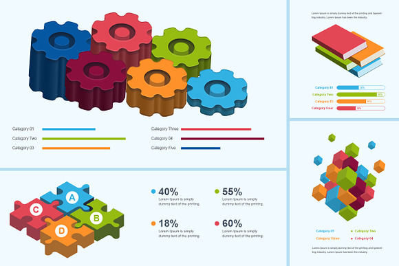 3D Business Infographic Elements in Illustrations - product preview 9