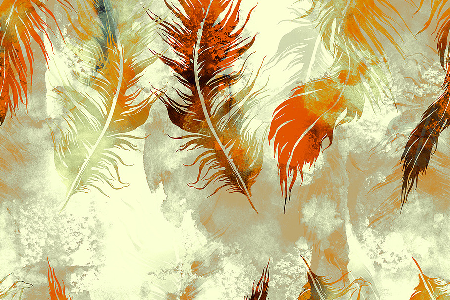 feathers seamless pattern | JPEG in Patterns - product preview 8