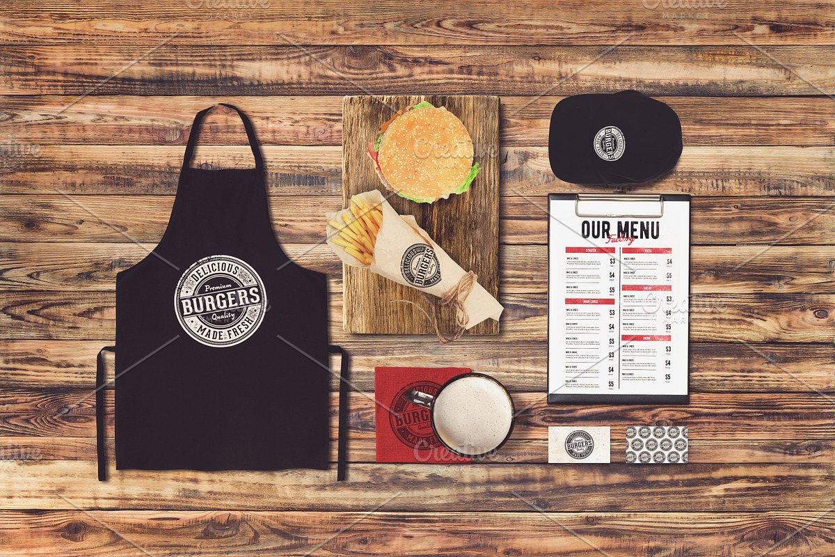 Burger Bar Branding Mock-up #2 in Branding Mockups - product preview 8
