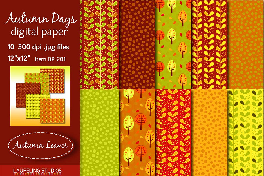 Autumn Days digital paper pack