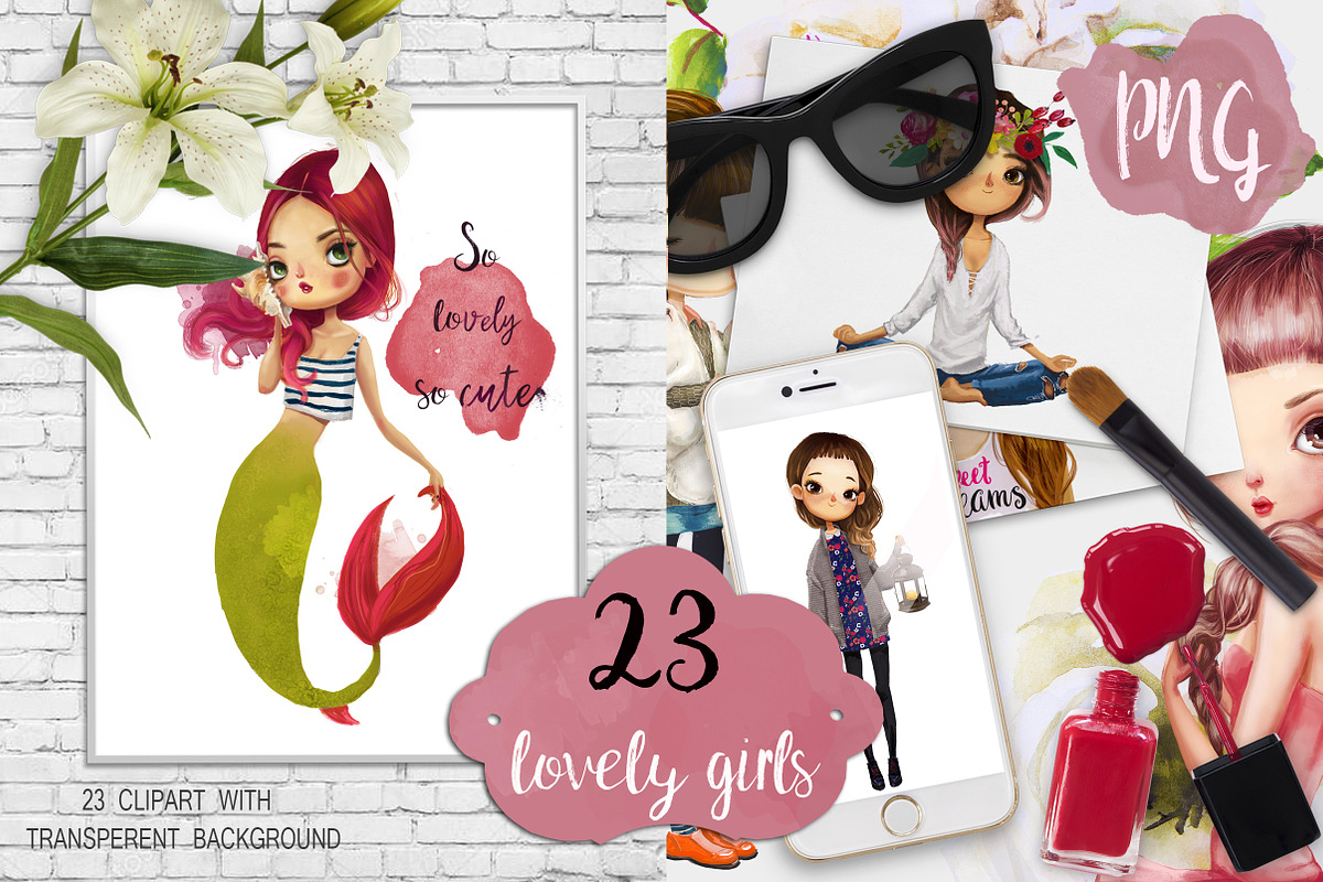 23 lovely girls in Illustrations - product preview 8