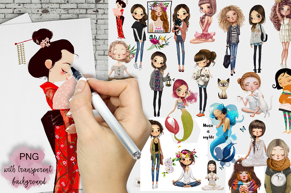 23 lovely girls in Illustrations - product preview 1