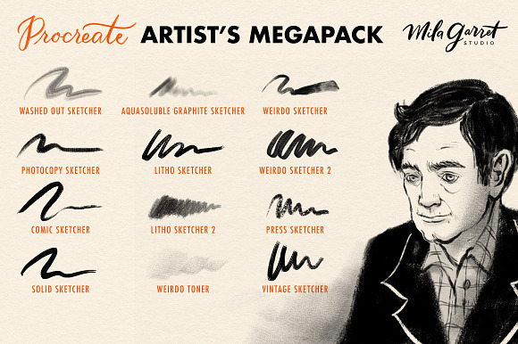 Procreate Brushes: Artist's Megapack in Add-Ons - product preview 3
