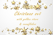 Christmas set with gold stars & snow
