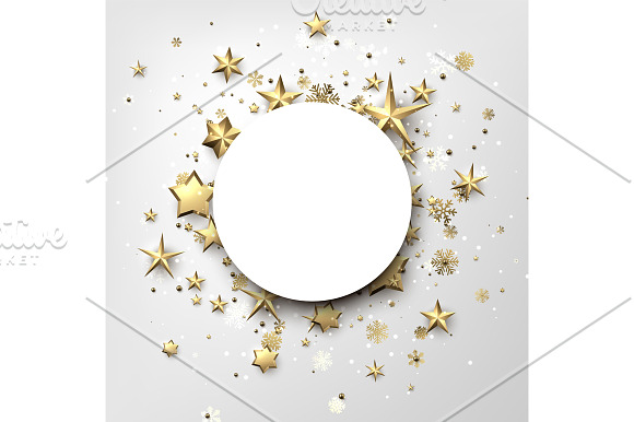 Christmas set with gold stars & snow in Illustrations - product preview 5