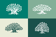 Isolated oak tree vector set