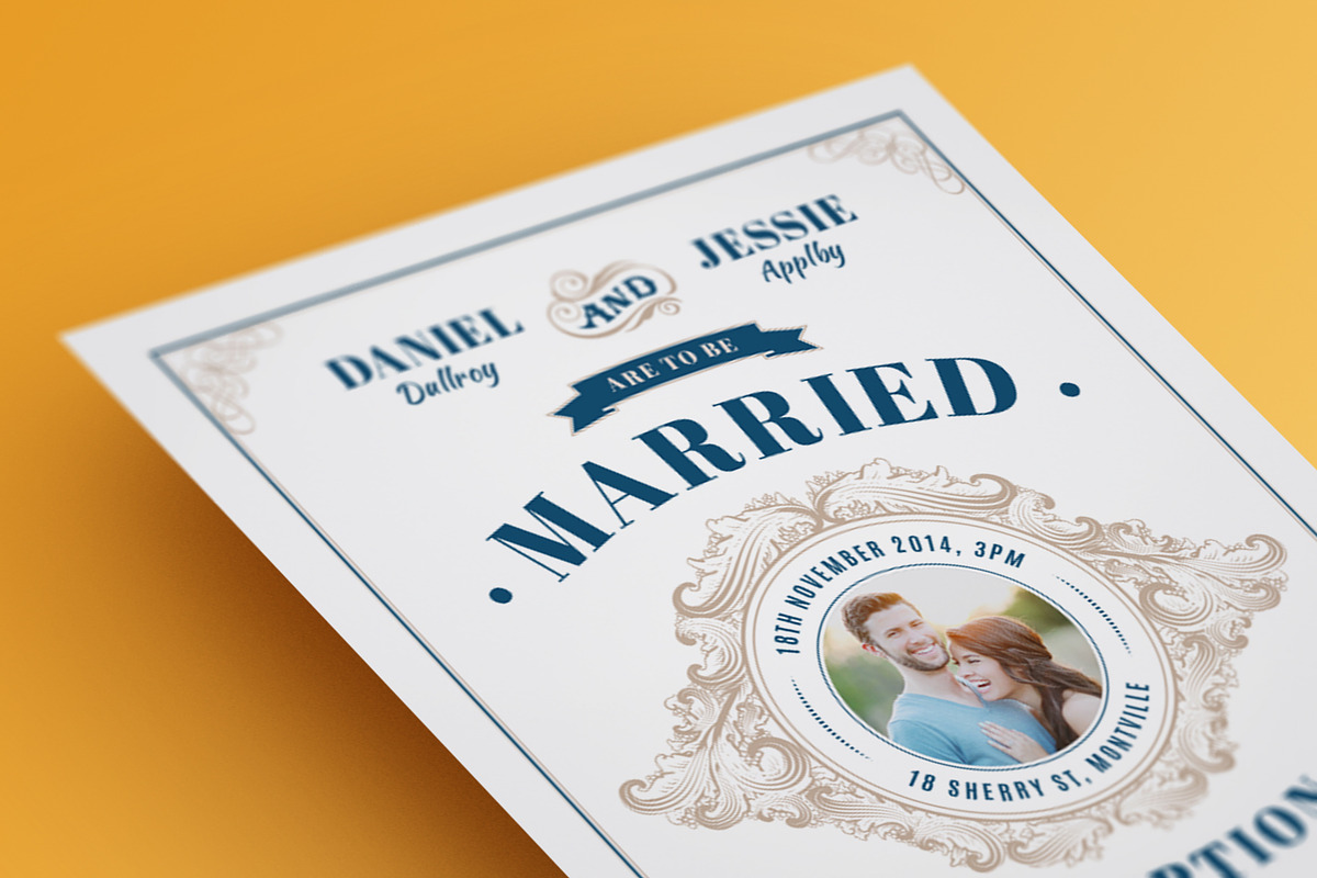 Vintage Wedding Invitation in Wedding Templates - product preview 8
