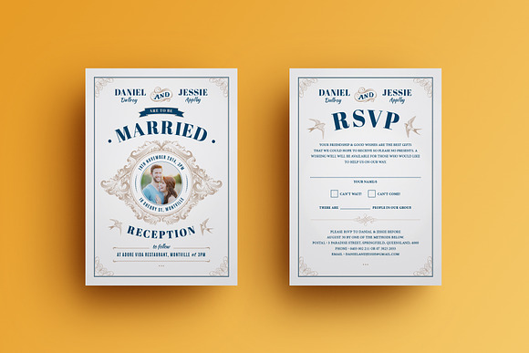 Vintage Wedding Invitation in Wedding Templates - product preview 1