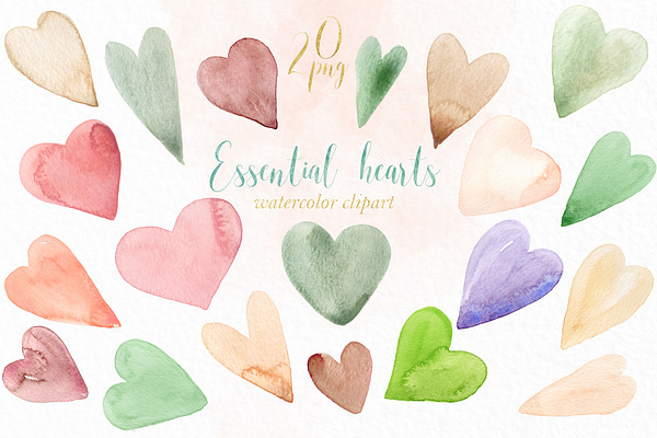 Essential hearts watercolor
