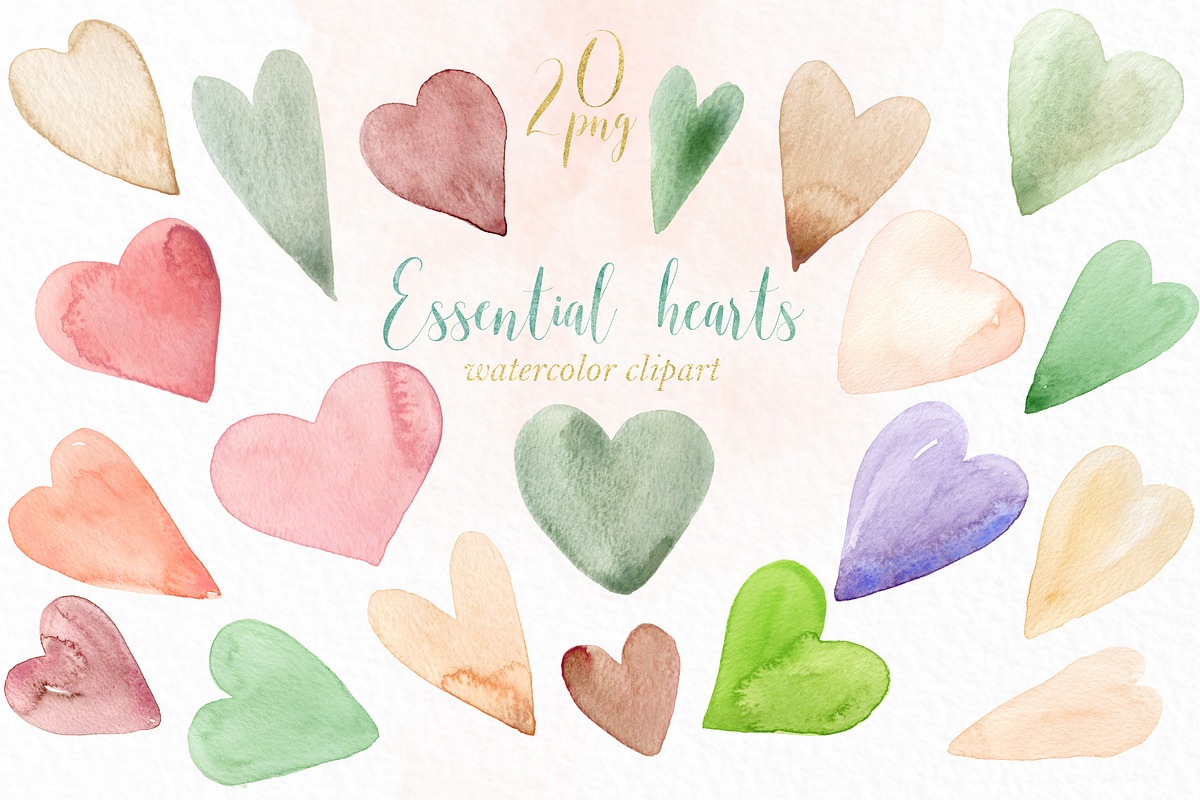Essential hearts watercolor in Illustrations - product preview 8