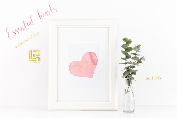 Essential hearts watercolor in Illustrations - product preview 1
