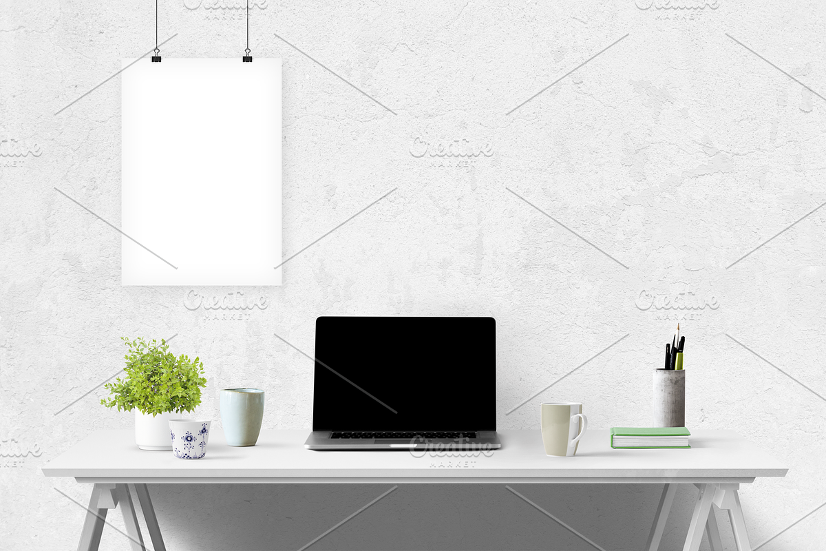 desk mockup with hanging sign in Mobile & Web Mockups - product preview 8