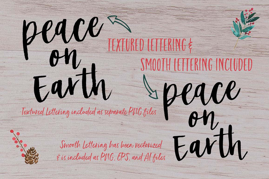 SALE Holiday Lettering & Clipart Kit