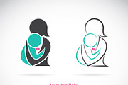 Vector icon of a mom and baby.