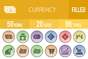 50 Currency Filled Low Poly Icons